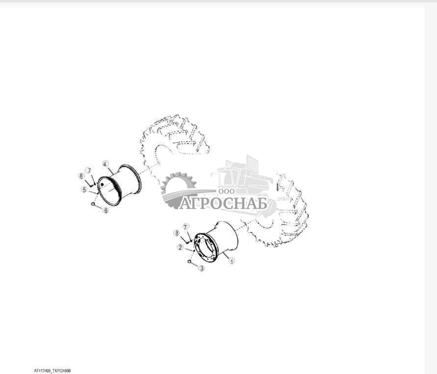 Обода — бескамерные шины 35,5–32 20PR Firestone (передние со двойным кольцом — задние без двойного кольца) 